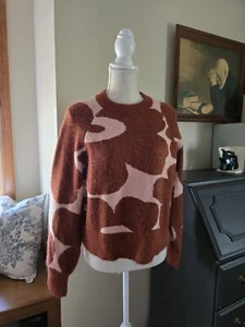 Storia size Small oversized womens brown pink floral sweater - Picture 1 of 8