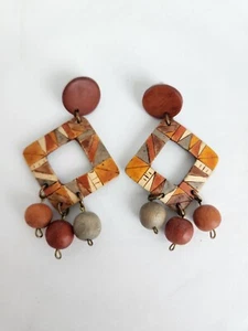 Beautiful Lightweight Ethnic Earrings Boho Autumn Color Geometric Modern - Picture 1 of 6