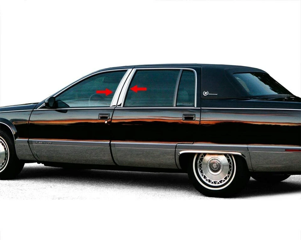 1993-1996 Cadillac Fleetwood 4Pc Chrome Pillar Post Stainless Steel Trim Door - Image 1 of 1