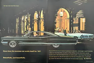1965 Pontiac Bonneville Wide Track V-8 Power Steering Green Vintage Print Ad - Picture 1 of 1