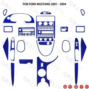 27x Blue Carbon Fiber Full Set Cover Trim Kit For Ford Mustang Convertible 01-04 - Picture 1 of 12