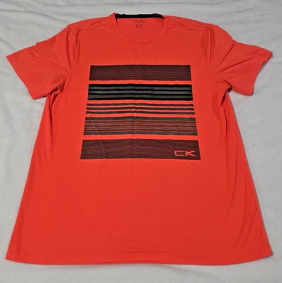 Calvin Klein Performance Men's Large Shirt Neon Orange Short Sleeve Regular Fit - Image 1 of 4
