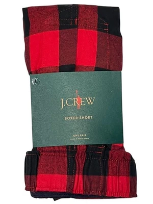 NUEVO CON ETIQUETAS J CREW Ropa Interior Boxer Talla L-XL Franela Rojo Negro Cuadros 100% Algodón #11 Foto 1 de 4