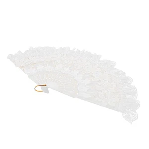 Ventaglio decorativo matrimonio piegato a mano pizzo prop ventagli pieghevoli portatile - Foto 1 di 12