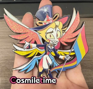 Broche broche insignia de metal Hazbin Hotel Lucifer colección anime cosplay juguete regalo YZ - Imagen 1 de 2