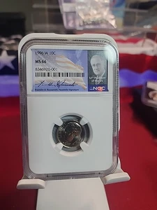 MS66 1996-W Roosevelt Dime NGC PORTRAIT LABEL - Picture 1 of 4