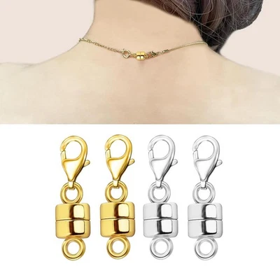 4 Pieces Magnetic Necklace Clasps Easily Open and Take Off Lobster Clasp Smooth - image 1 of 4