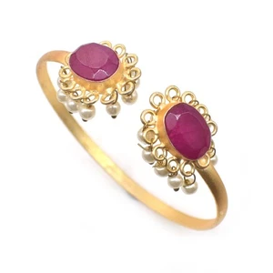 Gorgeous Pink Ruby Lab-Created Adjustable Gold Plated Jewelry Bracelet i782 - Picture 1 of 5