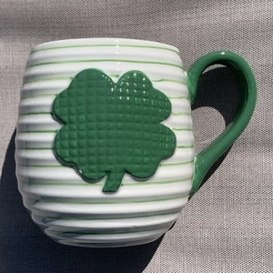 Lang Four Leaf Clover Coffee Mug Cup 16 oz Irish St Patricks Day White Green - Picture 1 of 13