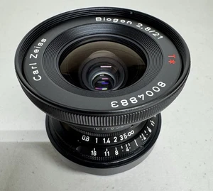 [Leica M Modified]CONTAX Carl Zeiss G Biogon 21mm f/2.8 T* Lens MS-21 w/ Hood - Picture 1 of 8