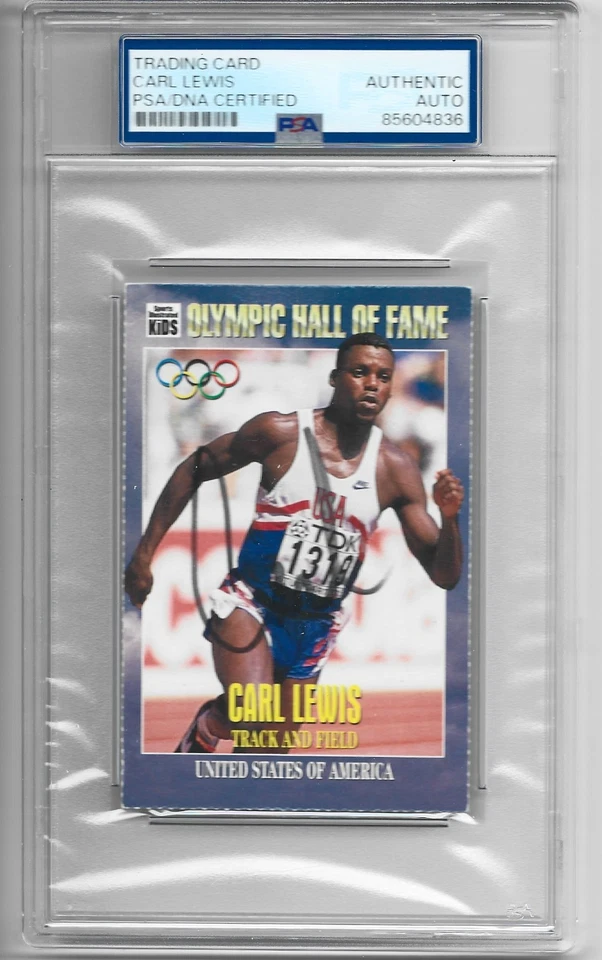 Autographed Carl Lewis Olympic Hall of Fame card  PSA/DNA - Image 1 of 1