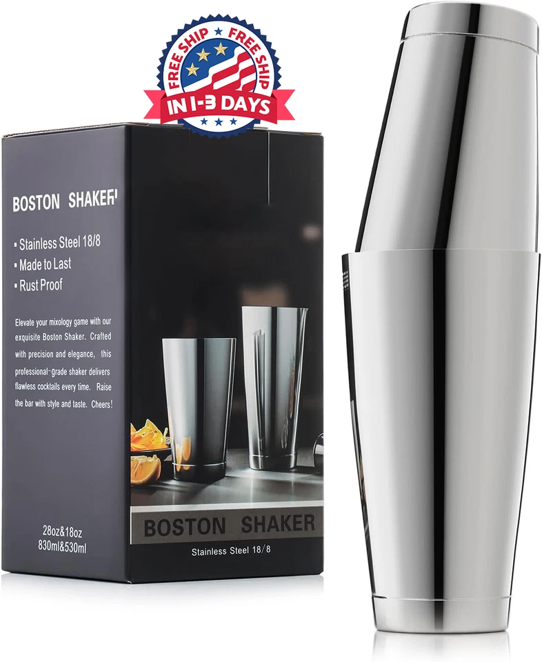 Juego De Bar Coctelera De Acero Inoxidable Bebida шейкер для мартини Receta NUEVO США - Изображение 1 из 4