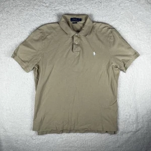 Ralph Lauren Mens Small Beige Classic Fit Polo Shirt White Pony Golf Solid - Picture 1 of 11