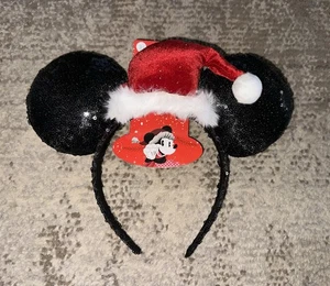 Disney NAVIDAD Mickey Mouse Lentejuelas SOMBRERO DE SANTA Orejas Diadema VACACIONES Nuevo - Imagen 1 de 1