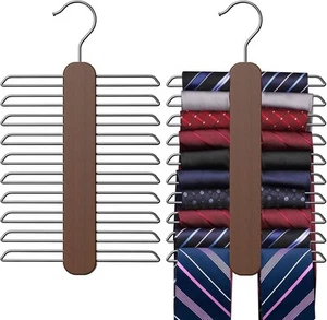 Corbata de madera y soporte para cinturón organizador estante de almacenamiento ahorro de espacio - Imagen 1 de 6