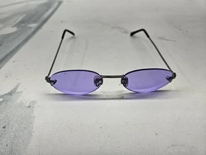 Oval Shaped Rimless Sunglasses Metal Frame Colored Rimless Oval Lenses Men Women - Picture 1 of 2