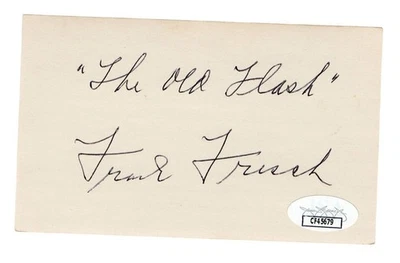 Frankie Frisch Signed Autographed 3X5 Index Card "The Old Flash" JSA CF45679 - Image 1 of 2
