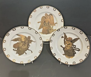 NEIMAN MARCUS ENGEL LECKERLI TELLER GOLD VERGOLDET 8" PORZELLAN - Japan Vintage 3er Set - Bild 1 von 7