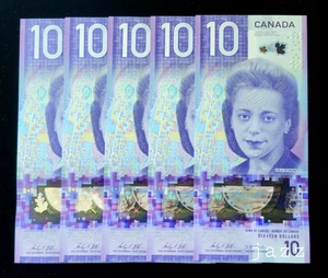 5x 2018 Canada Ten Dollar $10 Polymer Banknote P113b Wilkins/Macklem #FFE UNC - Picture 1 of 2