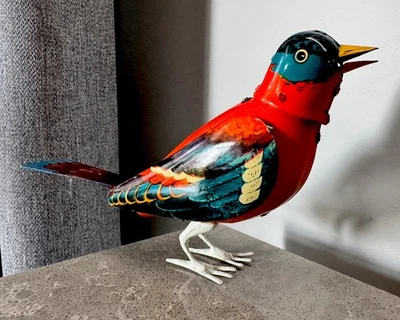 Vintage USSR Tin Toy Soviet Singing Bird Soviet Wind Up Toy - Image 1 of 4