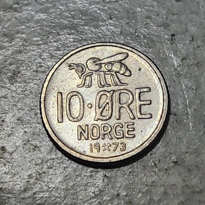 NORWAY 🇳🇴 TEN (10) ØRE COIN 1973 (KING OLAV V) - Image 1 of 2