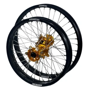 Sur-Ron Ultra Bee 2022-2025 Axiom Wheelset Wheels Pair 21/18 Black Rims Gold Hub - Picture 1 of 5