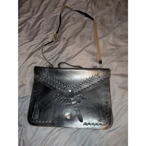Vintage Handmade Decorative Handtooled leather Satchel Shoulder Bag 15" x 11"  - Picture 1 of 5