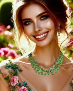 925 Silver Plated Dream Necklace Lab-Created Purple & Green Gemstone Swarovski  - Picture 1 of 6