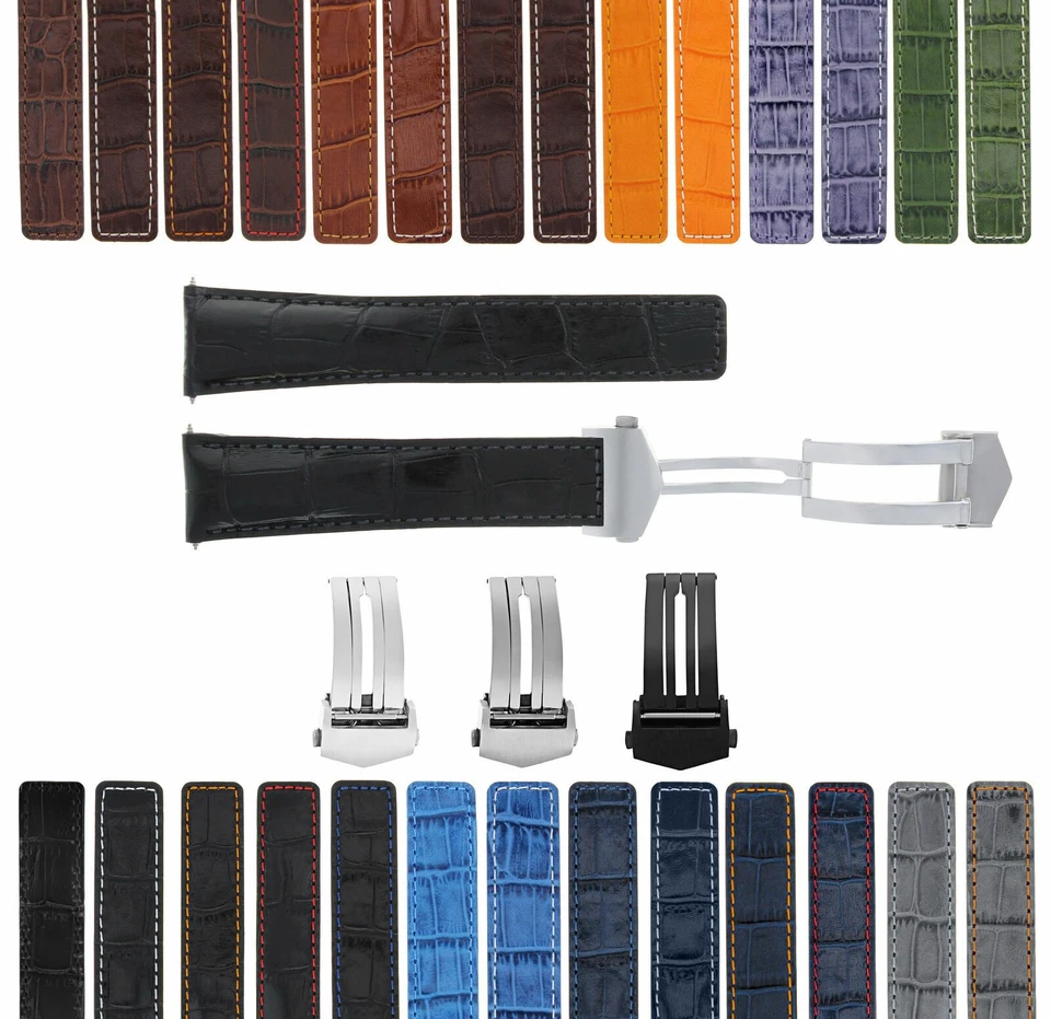 19-20-21-22MM LEATHER WATCH BAND STRAP FOR TAG HEUER CARRERA DEPLOYMENT CLASP - Image 1 of 4