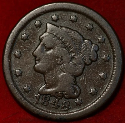 1848 Philadelphia Mint Copper Braided Hair Large Cent - Image 1 of 2