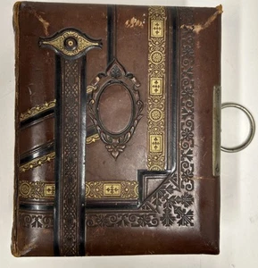 Victorian Leather Photo Album With 1 Photo Guilded Edges - Picture 1 of 10