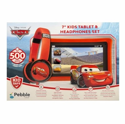 Disney Cars Pebble Gear 7" Kinder Tablet + Kopfhörer Set – Lernspiele, eBooks