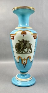 Victorian Bristol Glass Vase Painted Neoclassical - Picture 1 of 10