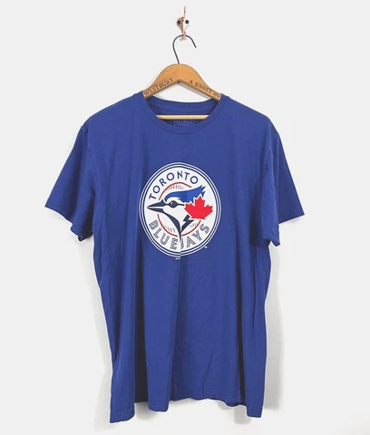 Toronto Blue Jays Shirt Mens XL Blue Short Sleeve Graphic MLB Logo Tee T-Shirt Cover