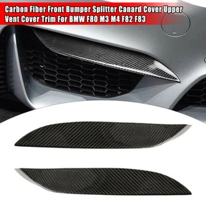 Carbon Fiber Style Front Bumper Splitter Canard Covers For BMW F80 M3 M4 F82 F83 - Picture 1 of 18