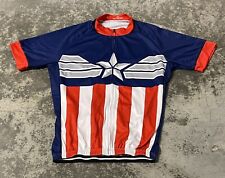 Men’s Marvel Captain America Bicycle Booth Full Zipper Cycling Jersey Large