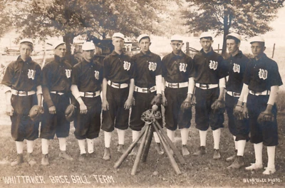 RPPC Baseball Team Whittaker Uniform Bats Players Real Photo Postcard - Image 1 of 3