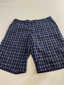 Adidas Plaid Blue Shorts Siz 36 Waist - Picture 1 of 4