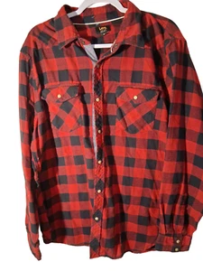 Camisa Lee Para Mujer Perla Franela a Presión Búfalo Cuadros Roja Negra Western Talla XL - Imagen 1 de 2
