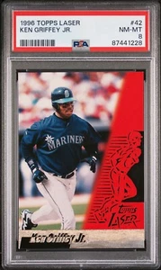 1996 TOPPS LASER #42 KEN GRIFFEY JR PSA 8 NM-MINT HOF MARINERS REDS - Picture 1 of 2