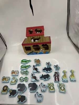 Melissa & Doug Noah's Ark Wooden Playset Easter Gift Christian Toy - Image 1 of 4