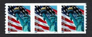 UNITED STATES, SCOTT # 3968, STRIP OF 3 PNC3 # V1111, FLAG & STATUE OF LIBERTY - Picture 1 of 1