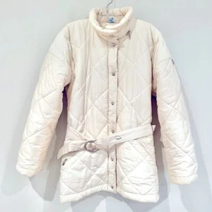 Bogner Puffer Winter Coat Jacket Women's M Ivory Belt Vintage SEE DESCRIPTION - Picture 1 of 16