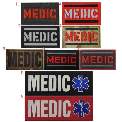 Embroidered Reflective Medic EMS Star of Life Hook Loop Patch IR Fastener Badge - Image 1 of 2