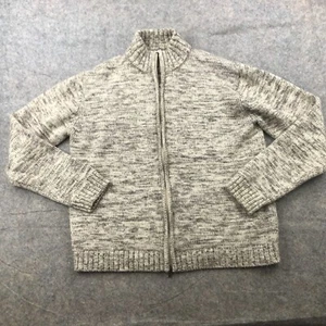 Saks Fifth Avenue Sweater Mens XL Gray Full Zip Mock Neck Knit Heavyweight Wool - Picture 1 of 9