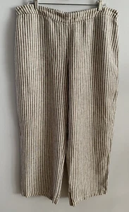 Chico's 100% Leinen Hose gestreift braun weiß Gummibund Größe 3 /16-18/XL - Bild 1 von 5