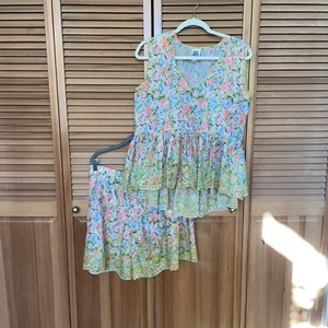 Ivy Jane Embroidered Floral Top And Short Set S-M High Low Shirt - Picture 1 of 10
