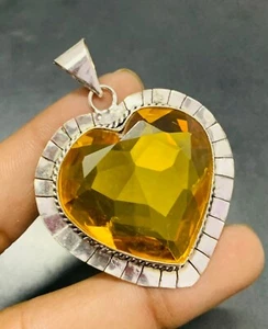 Citrine Quartz Gemstone 925 Sterling Silver Handmade Pendant Jewelry Gift For - Picture 1 of 3