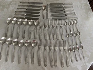 50 Piece Set Ancestral Pattern Silver Plate FLATWARE 1847 Rogers Bros. Antique - Picture 1 of 17