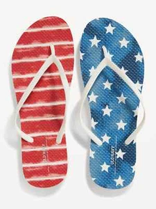 NWT Old Navy Patriotic Stars & Stripes USA Flag Flip Flops Sandals Women 6789 10 - Picture 1 of 1